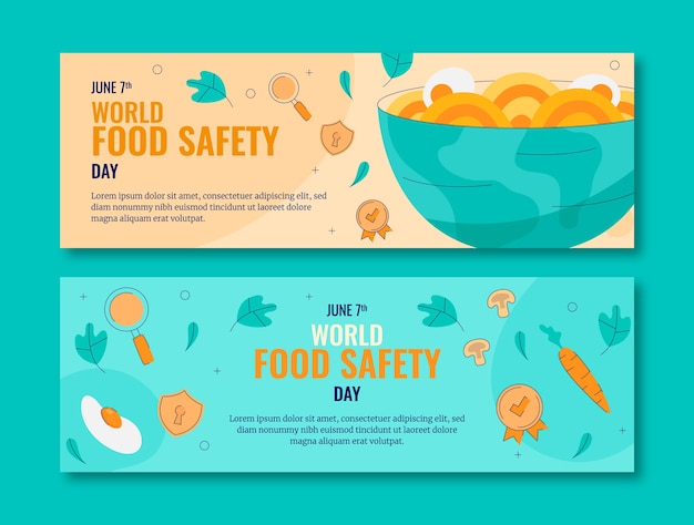 Free Vector hand drawn world food safety day horizontal banners collection