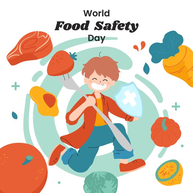 Hand drawn world food safety day illustration