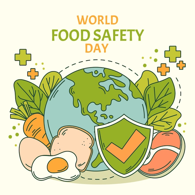 Hand drawn world food safety day illustration