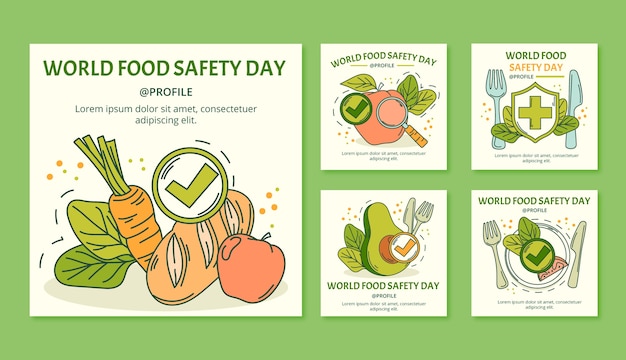 Free Vector hand drawn world food safety day instagram post