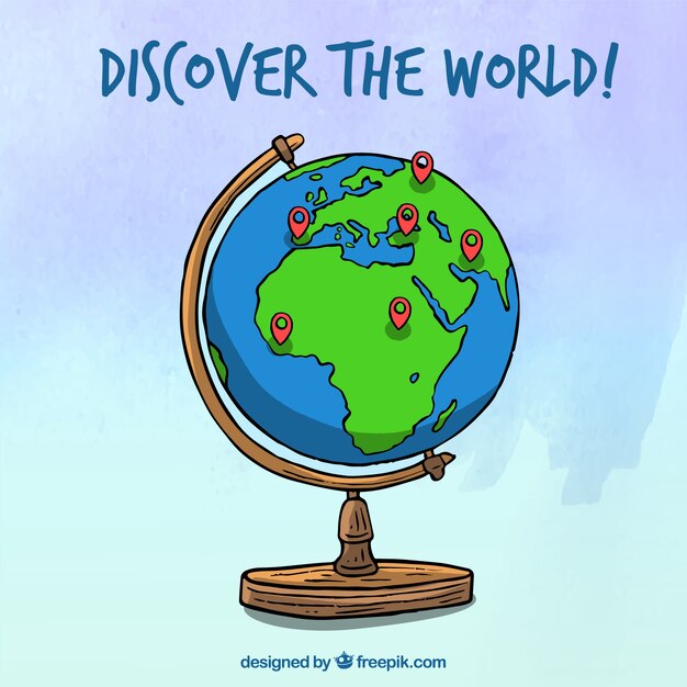 Hand drawn world globe background