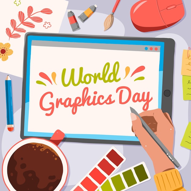 Hand drawn world graphics day illustration