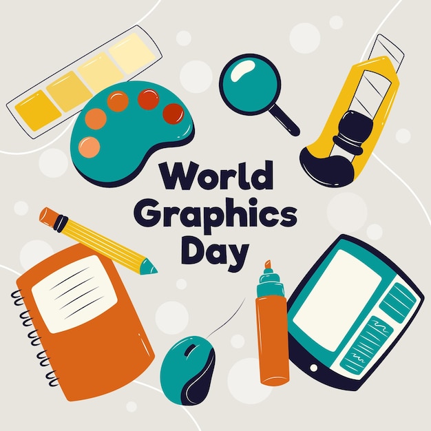 Hand drawn world graphics day illustration