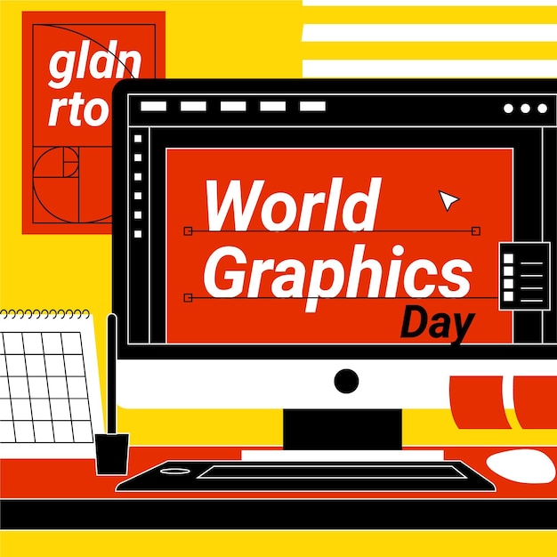 Hand drawn world graphics day illustration