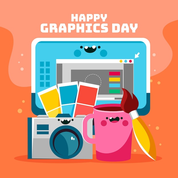 Hand drawn world graphics day illustration