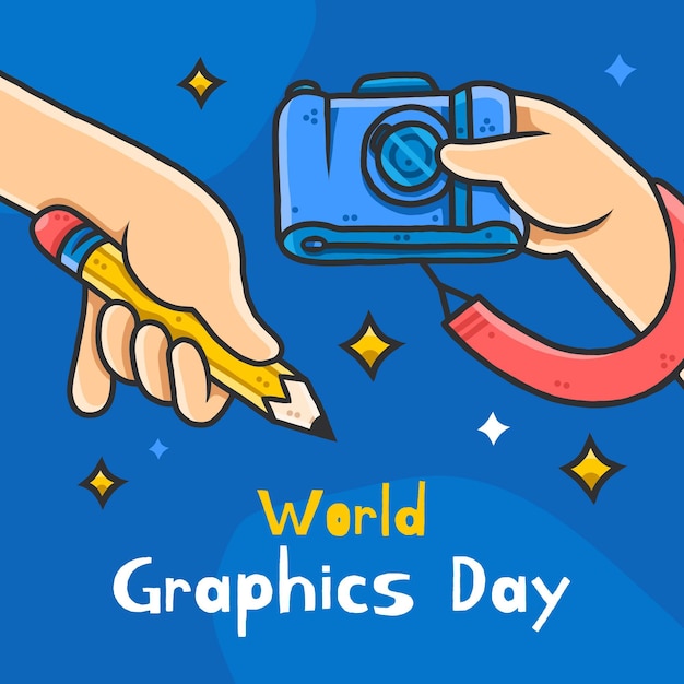 Hand drawn world graphics day illustration