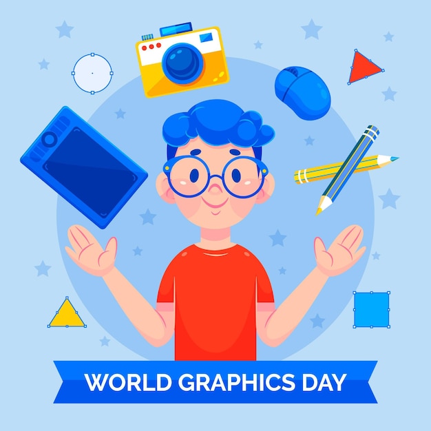 Hand drawn world graphics day illustration