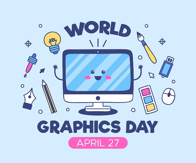 Hand drawn world graphics day illustration