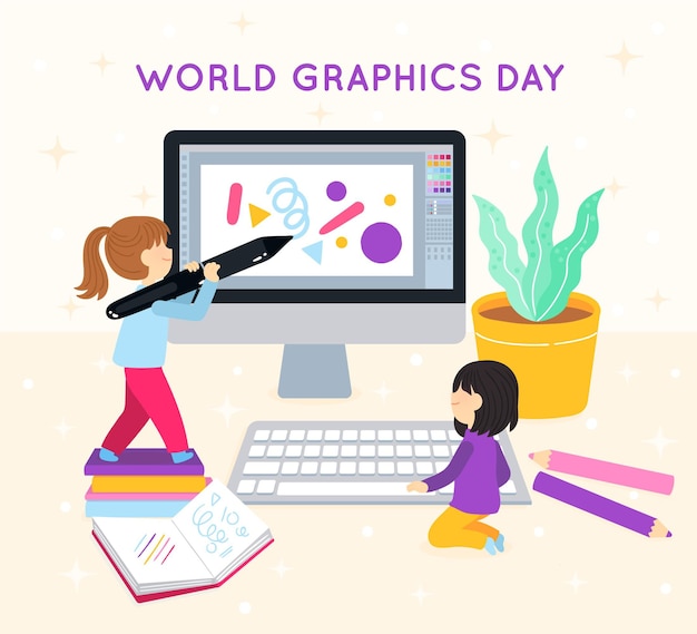 Hand drawn world graphics day illustration