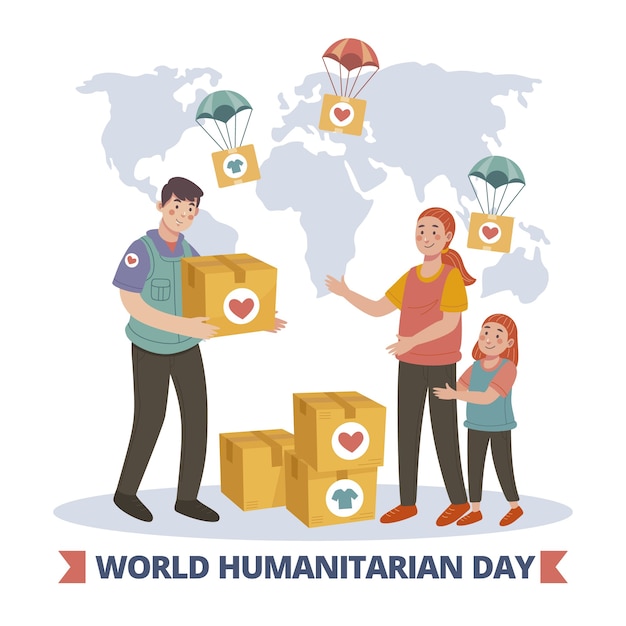 Free Vector hand drawn world humanitarian day illustration