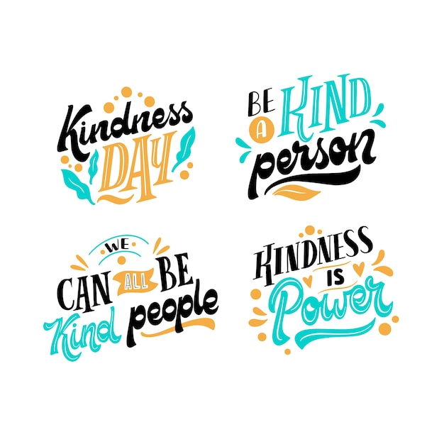 Free Vector hand drawn world kindness day lettering collection