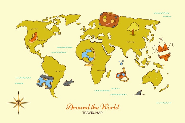 Hand drawn world map illustration