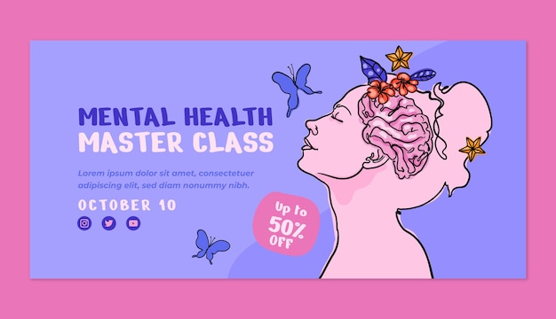 Hand drawn world mental health day sale banner template