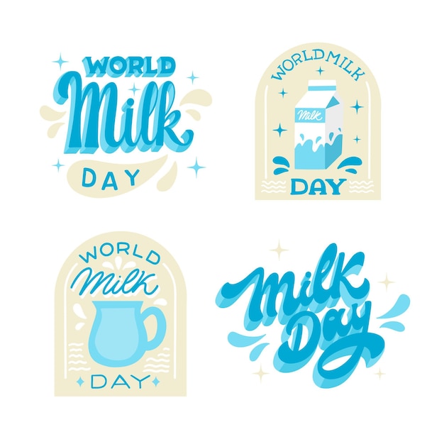 Hand drawn world milk day label collection