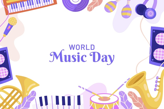 Hand drawn world music day background