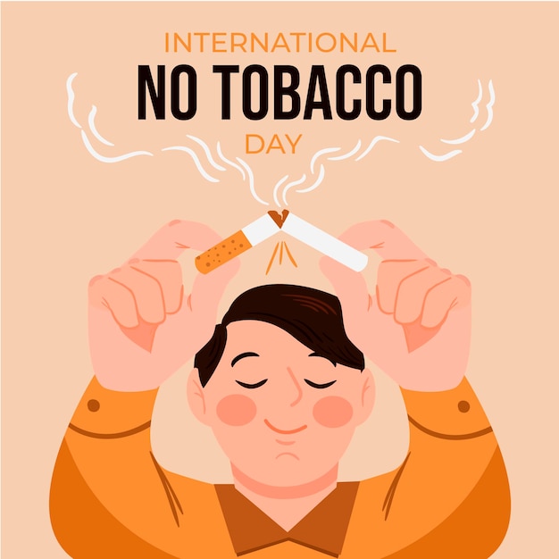 Hand drawn world no tobacco day illustration