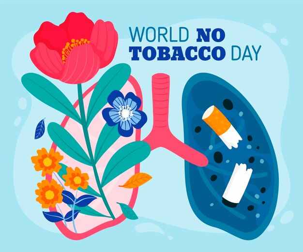 Hand drawn world no tobacco day illustration