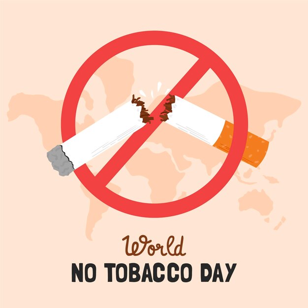 Hand drawn world no tobacco day illustration