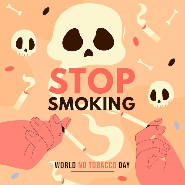 Hand drawn world no tobacco day illustration