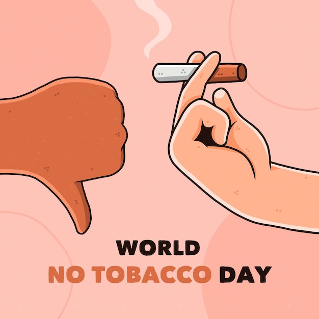 Hand drawn world no tobacco day illustration