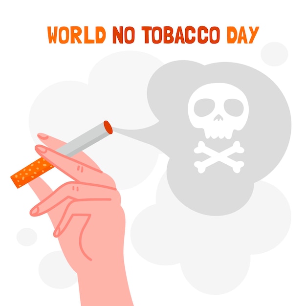 Hand drawn world no tobacco day illustration