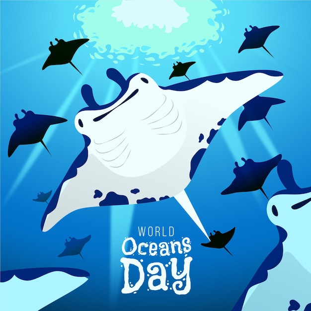 Free Vector hand drawn world oceans day background