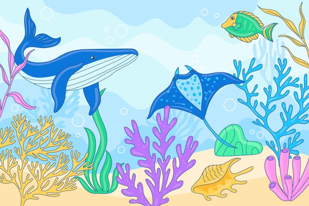 Hand drawn world oceans day background