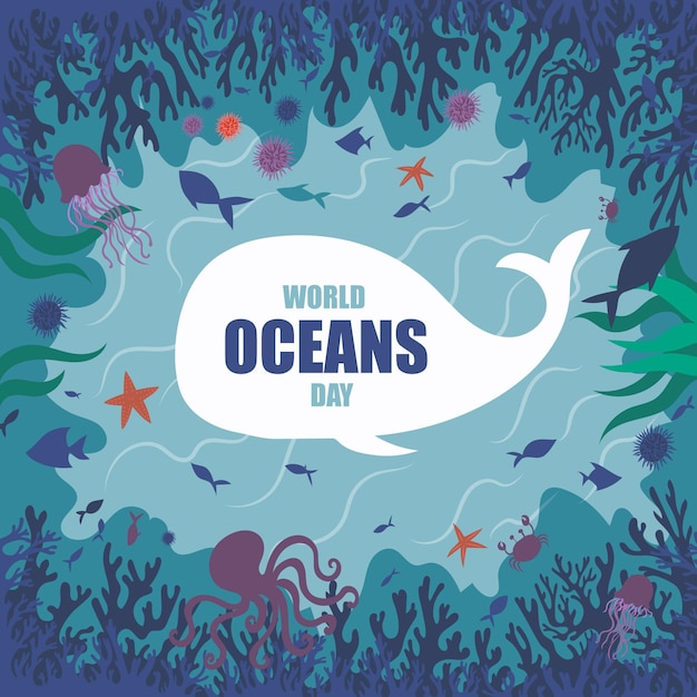 Free Vector hand drawn world oceans day concept