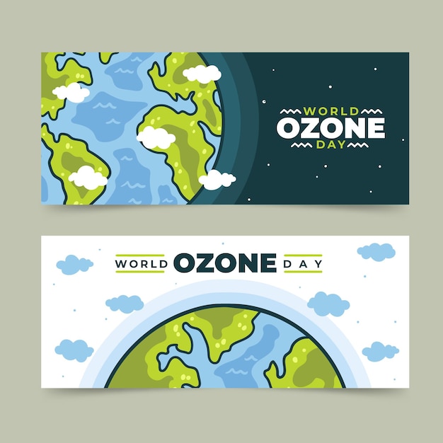 Free vector hand drawn world ozone day horizontal banners set