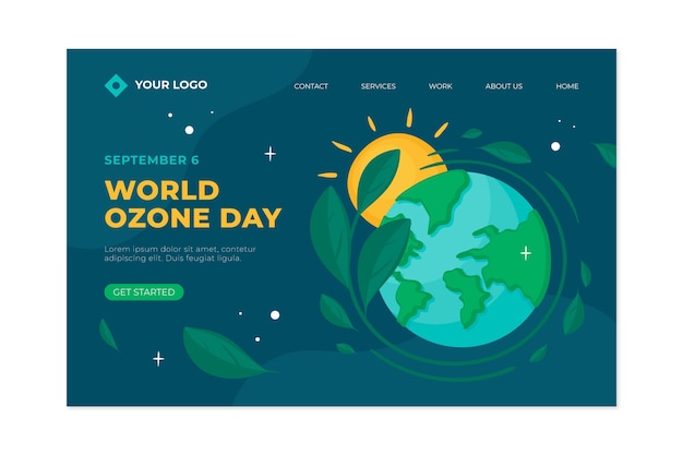 Free vector hand drawn world ozone day landing page template