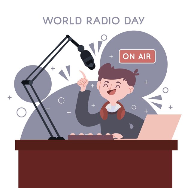 Hand drawn world radio day illustration