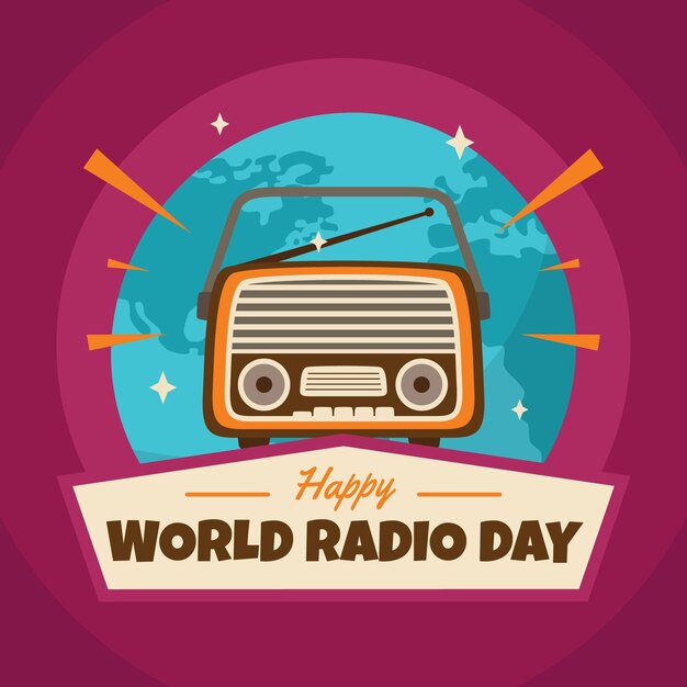 Hand drawn world radio day