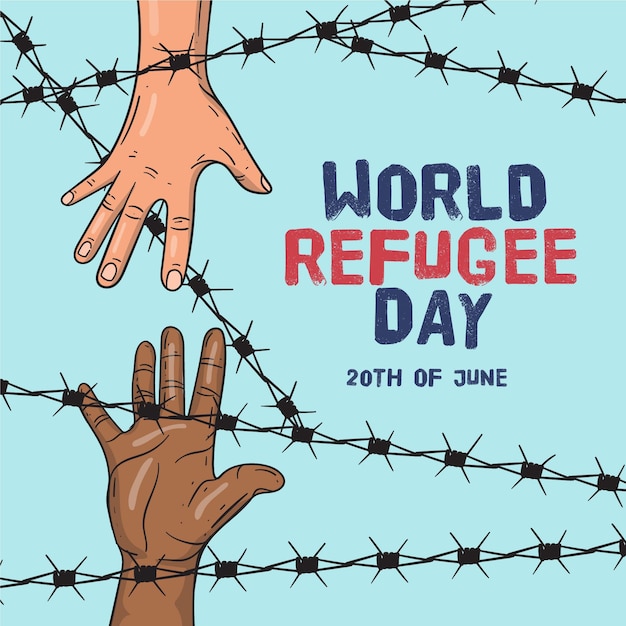 Hand drawn world refugee day