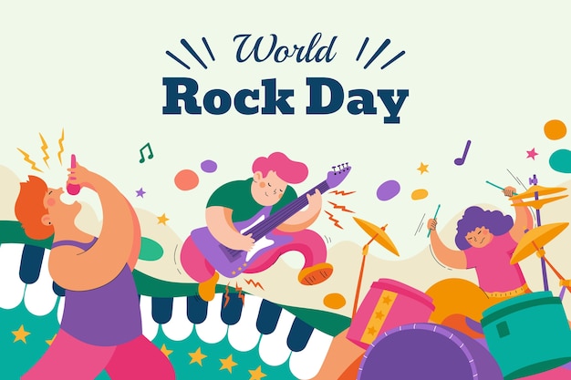 Hand drawn world rock day background with live concert