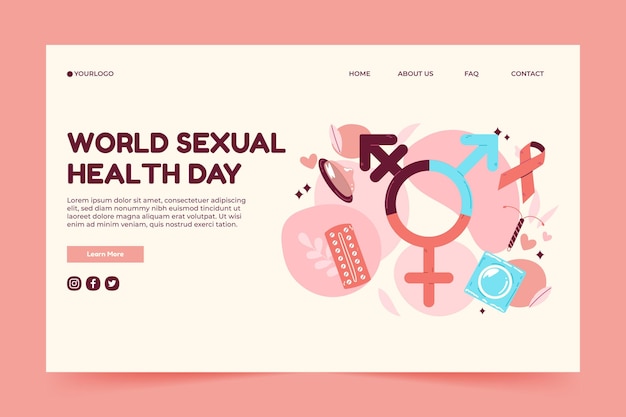 Hand drawn world sexual health day landing page template