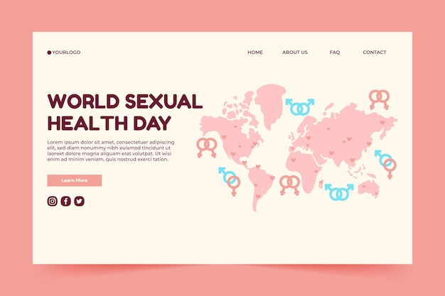 Hand drawn world sexual health day landing page template