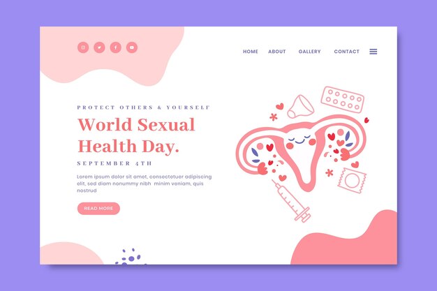 Hand drawn world sexual health day landing page template