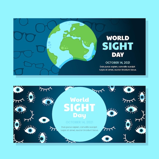 Free vector hand drawn world sight day horizontal banners set