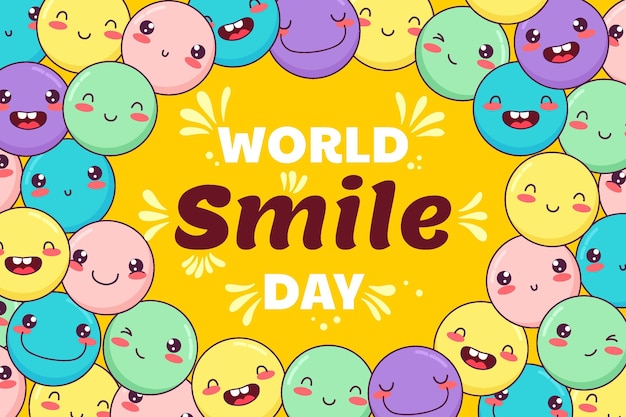 Free Vector hand drawn world smile day background