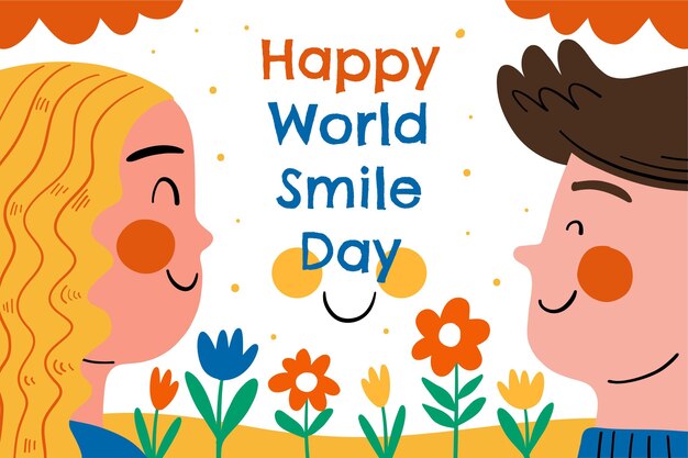 Hand drawn world smile day background