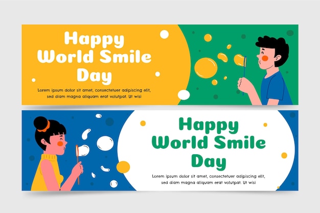 Free Vector hand drawn world smile day banners set