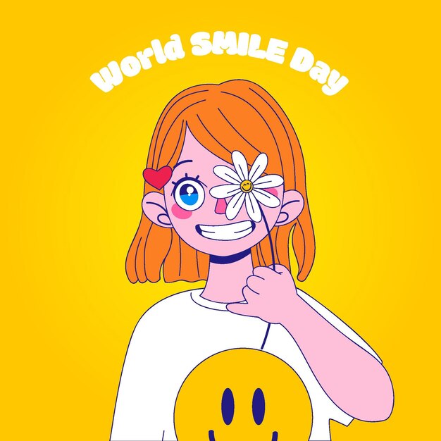 Hand drawn world smile day illustration