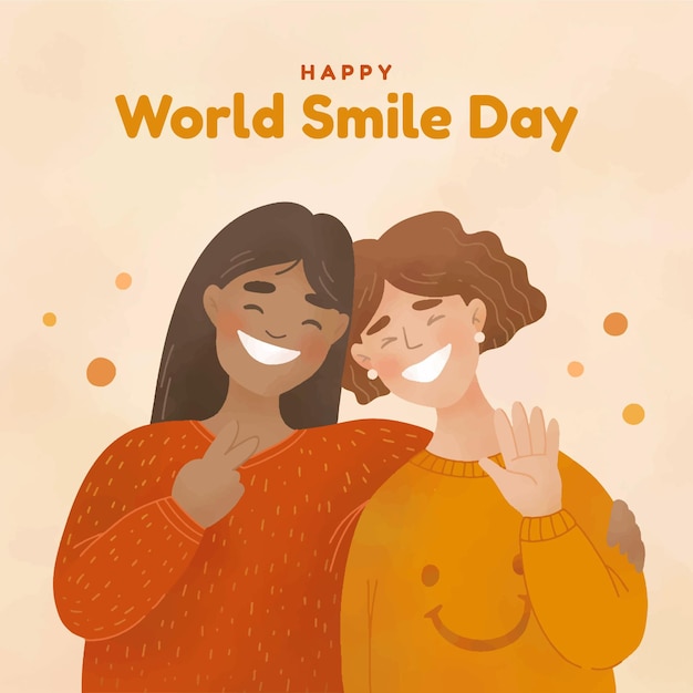 Hand drawn world smile day illustration