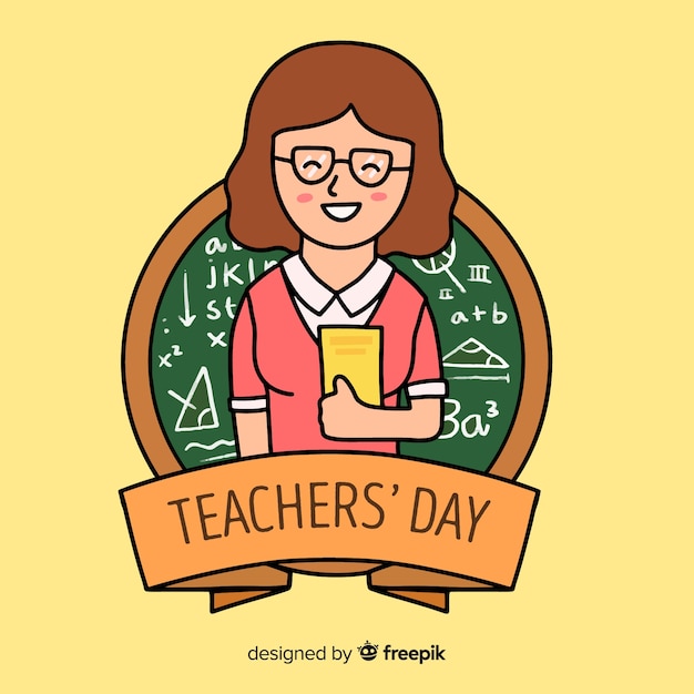 Free Vector hand drawn world teachers' day with woman holding books