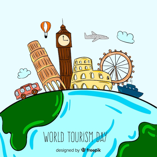 Hand drawn world tourism day concept