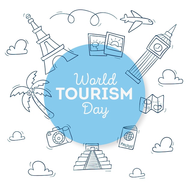 Hand-drawn world tourism day illustration theme