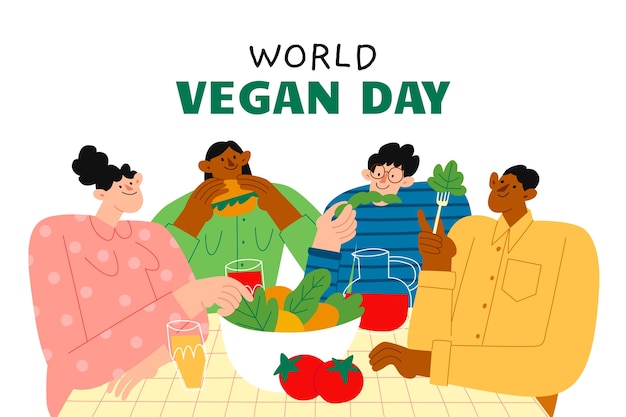 Free Vector hand drawn world vegan day illustration