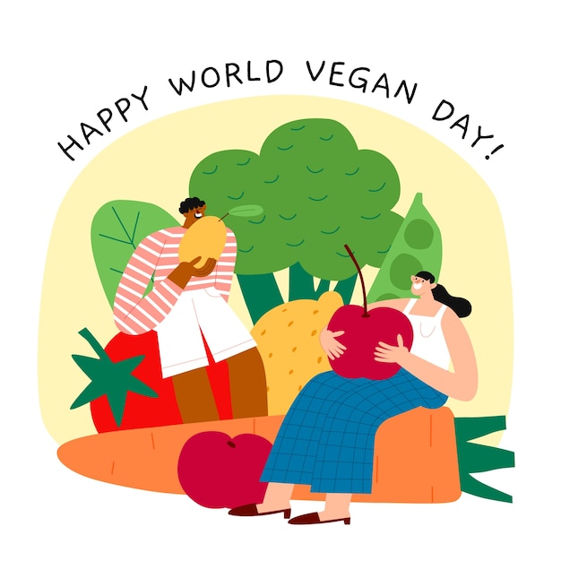 Free vector hand drawn world vegan day illustration