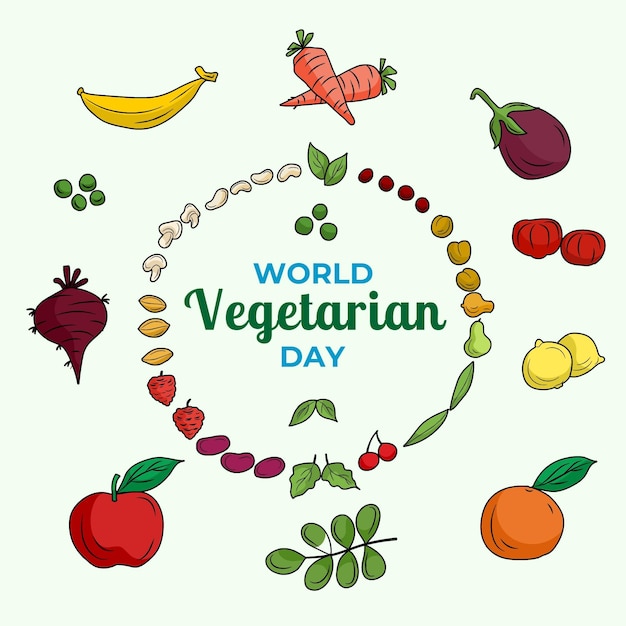 Free Vector hand drawn world vegetarian day illustration