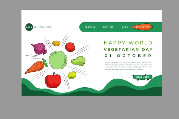 Free Vector hand drawn world vegetarian day landing page template